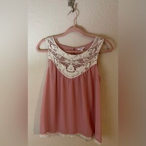 Candie’s Elegant Lace Trim Pink/Mauve Top